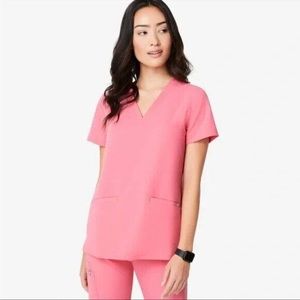 Neon Pink Casma Figs Scrub Top XS